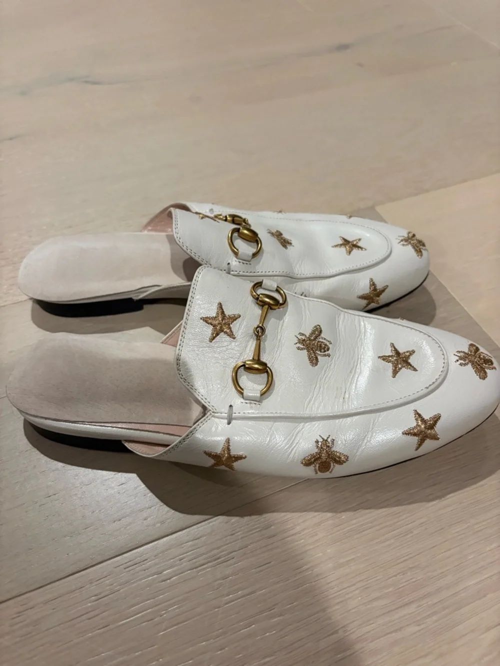 Women’s Gucci loafers shoes mules white leather size 37 - Picture 2 of 6